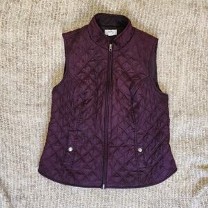 Croft & Barrow Women's Purple Quilted Vest Zip Front Pockets Sleeveless Medium